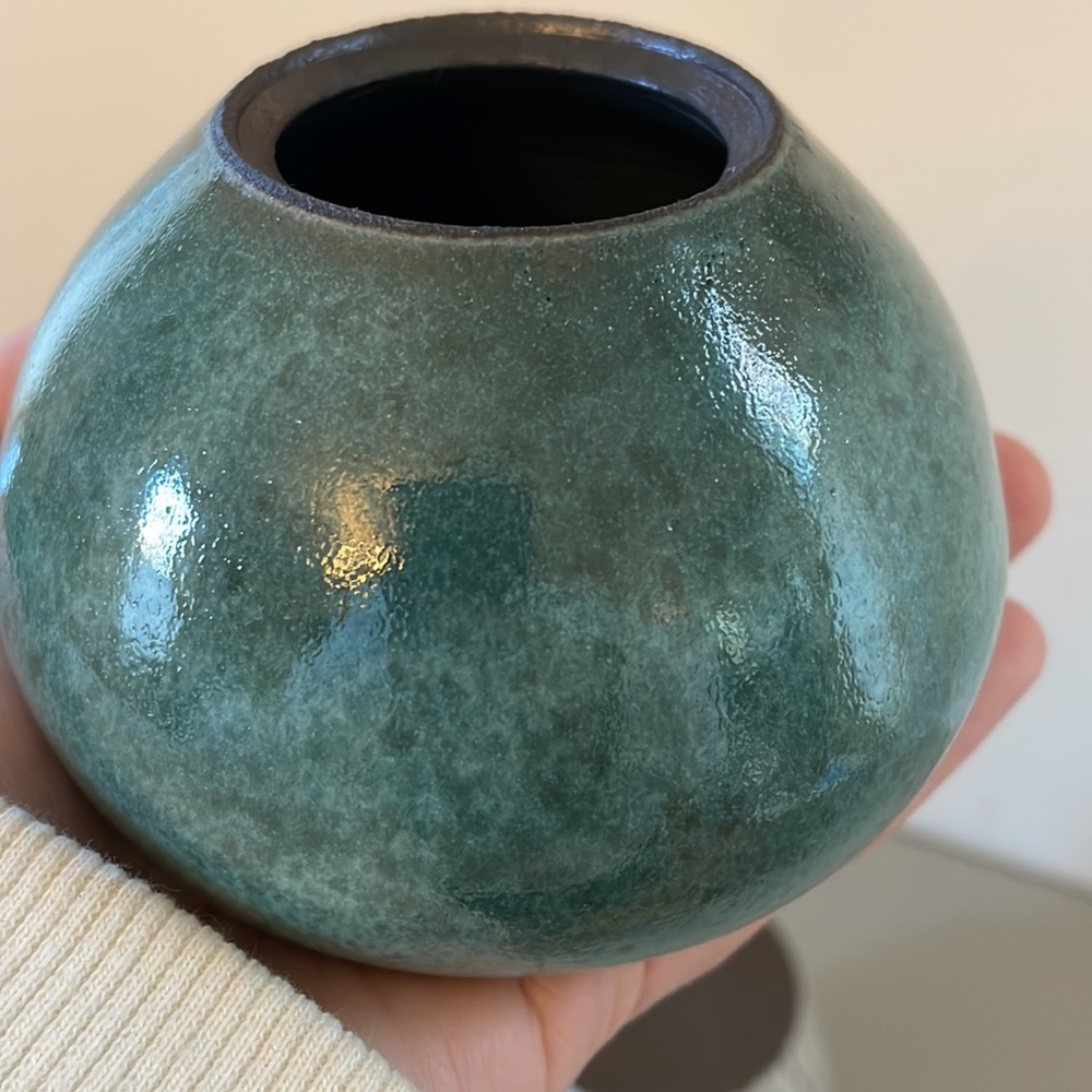 Pottery vases artisan Husk Milk white and celadon green handmade  small - Picture 7 of 11